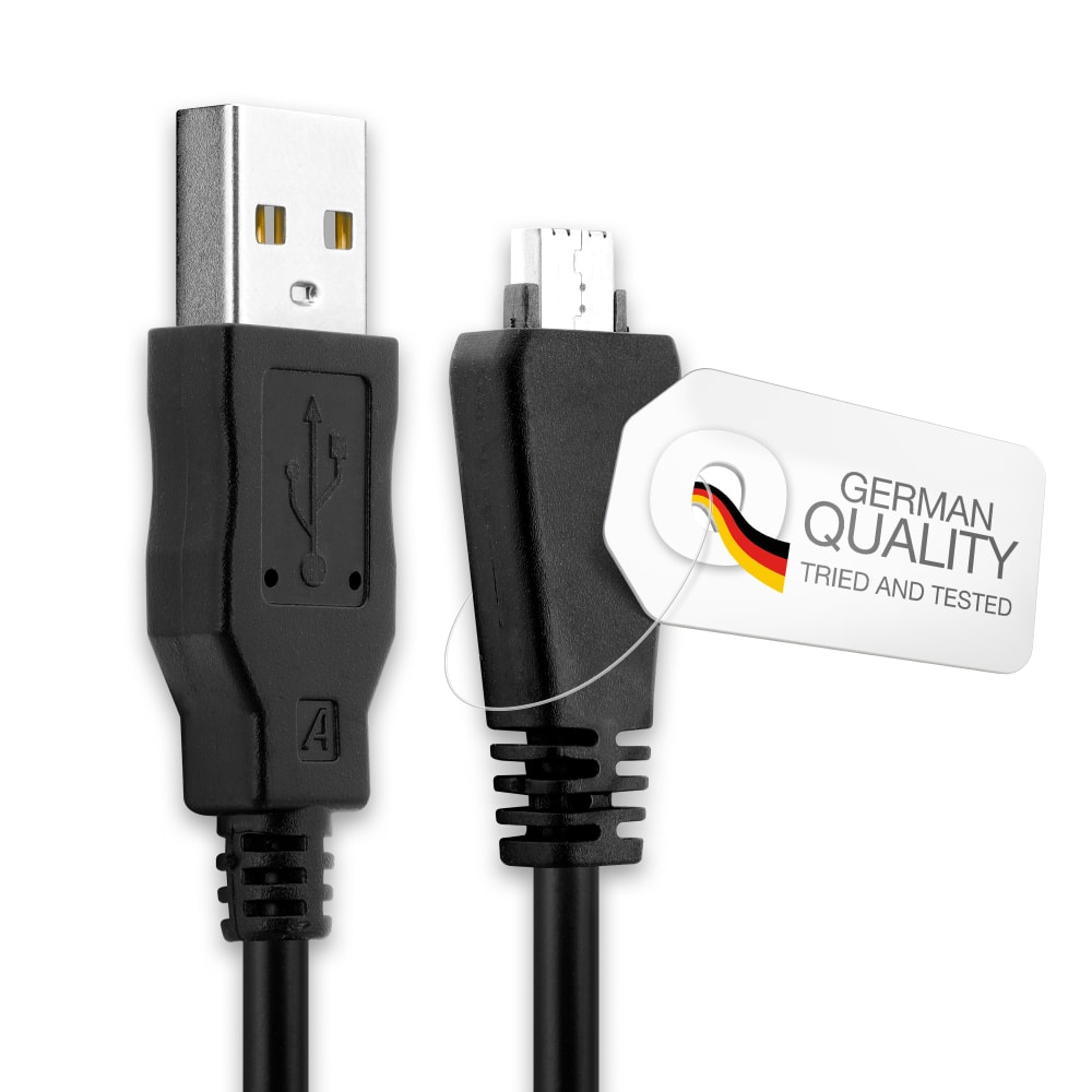 Datakabel for Sony Cyber-shot DSC-H70, DSC-HX100, -HX7, -HX9, DSC-T110, -T99, DSC-TX10, -TX100V, -TX20, -TX5, -TX55, -TX66, DSC-W350, -W360, -W380, -W390, -W515PS, -W560, -W570, -W580, DSC-WX10, -WX30, -WX5, -WX7, -WX9 - 1m, VMC-MD3 USB USB kabel, svart
