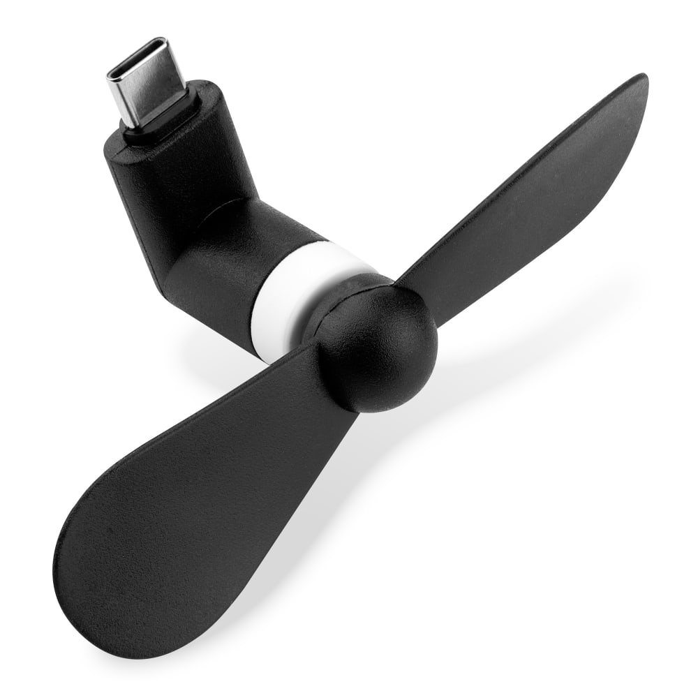 CELLONIC USB C telefonvifte for smarttelefon, mobiltelefon, nettbrett, Switch – Søt og kraftig Type C OTG vifteplugg – Mini, bærbar reisefvifte – svart