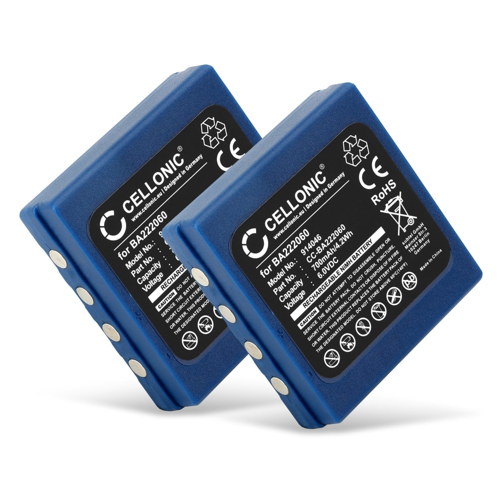 2x Bateria HBC BA222060,FUB 03A,KH68302500,253211 700mAh - , Batería larga duración para controles remotos HBC Radiomatic Orbit / Micron 4* Hetronic Abitron TGA TGB