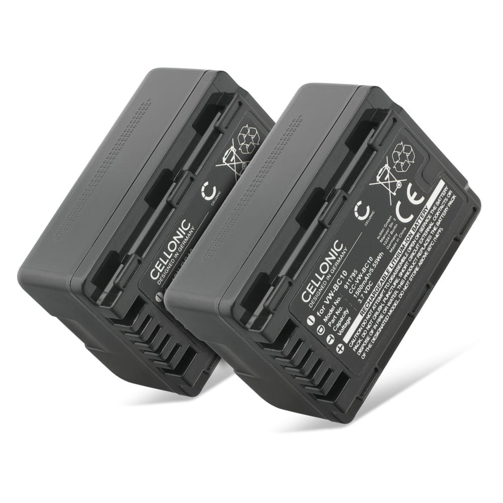 2x Batterij voor Panasonic V100 HC-VX878 HDC-SD90 SD40 SD60 HDC-SDX1 HDC-HS60 HDC-TM60 1500mAh camera van subtel