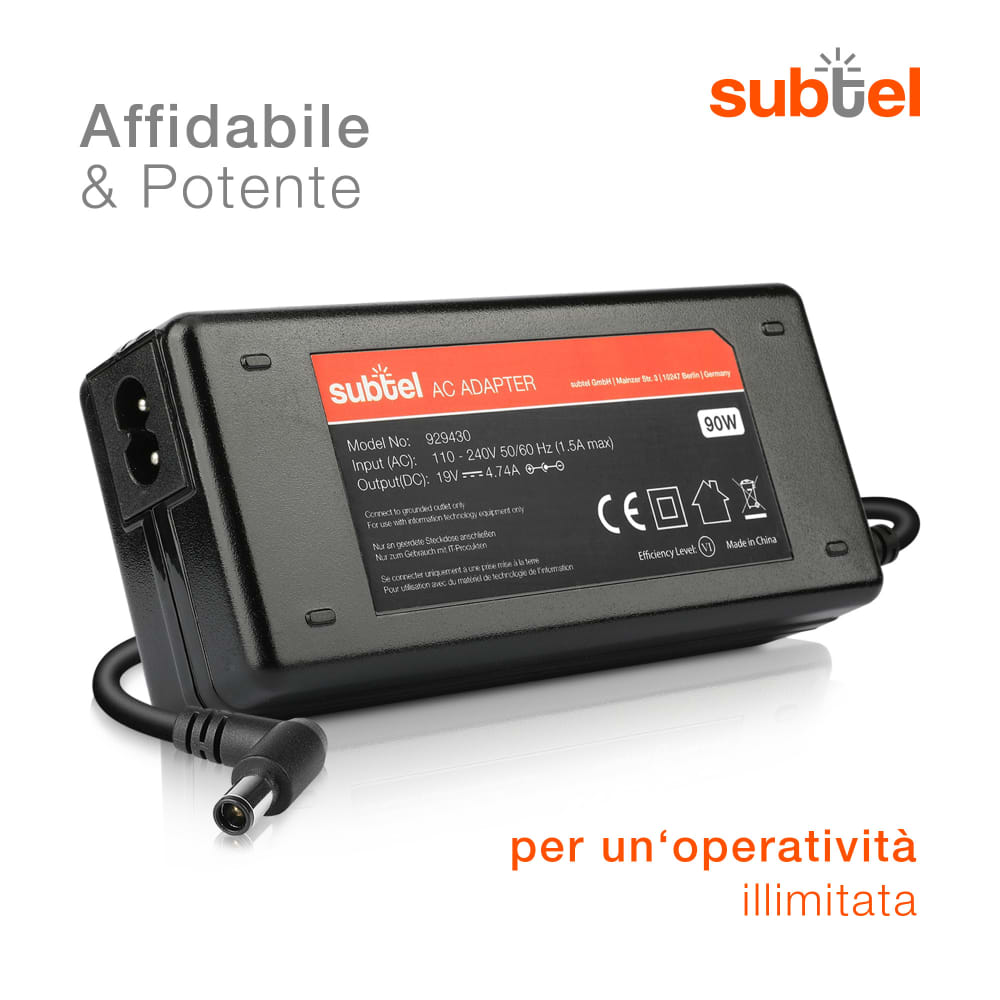 Caricabatterie 90W per Hp Notebook Alientatore 19V 4.74A Ca Cavo
