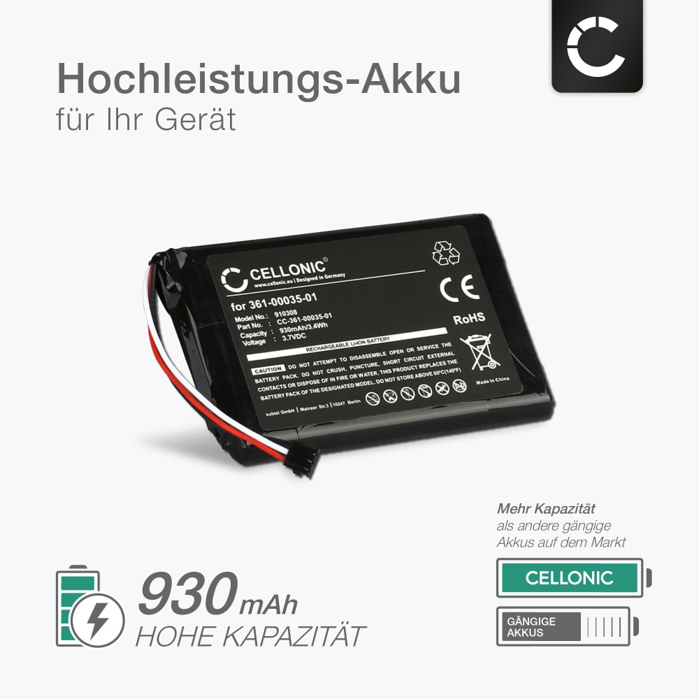 Ersatz Akku für Garmin Drive Assist 51, 50 / Nüvi 2557LMT, 2595LMT, 2597LMT GPS Navigation - Navi Ersatzakku 361-00035-01 + Werkzeug-Set - 930mAh Navigationsgerät Batterie