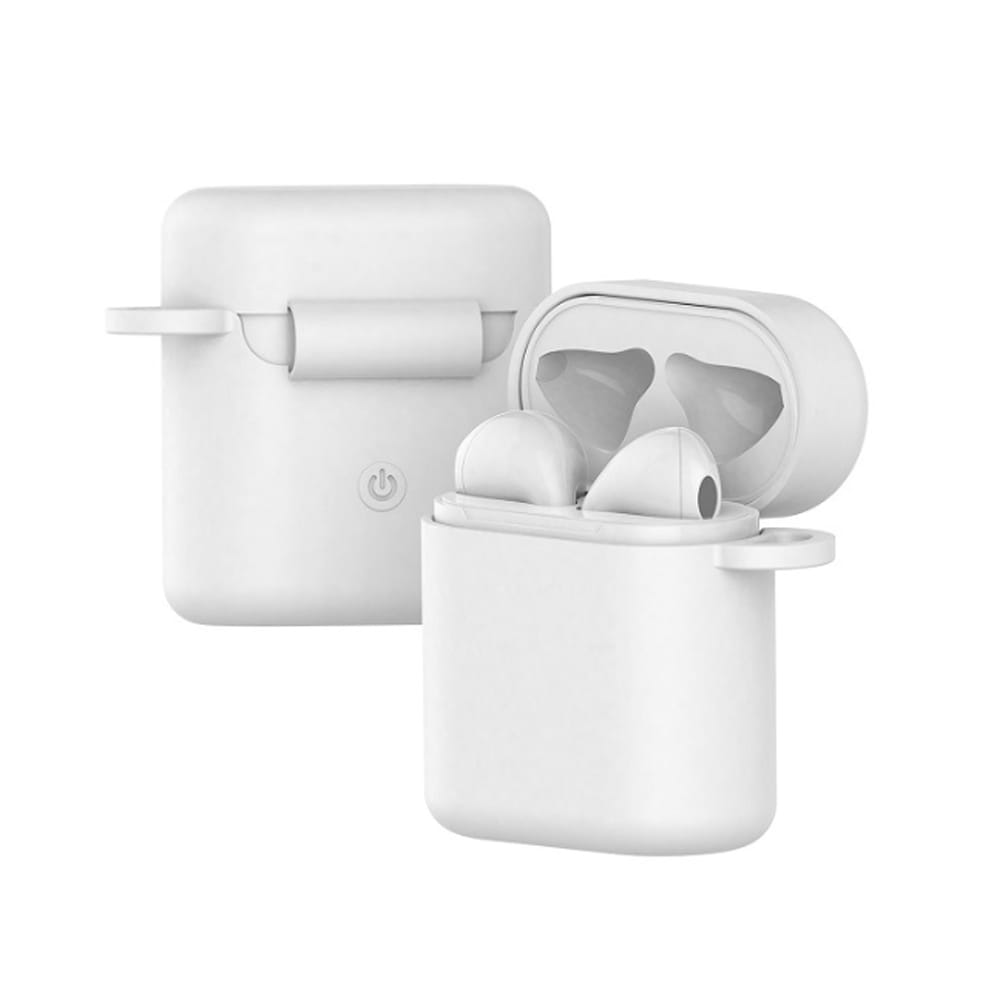 Étui coque en silicone blanc avec mousqueton pour écouteurs sans fil Huawei Freebuds 2, Honor Flypods pro - protection contre chute et rayure