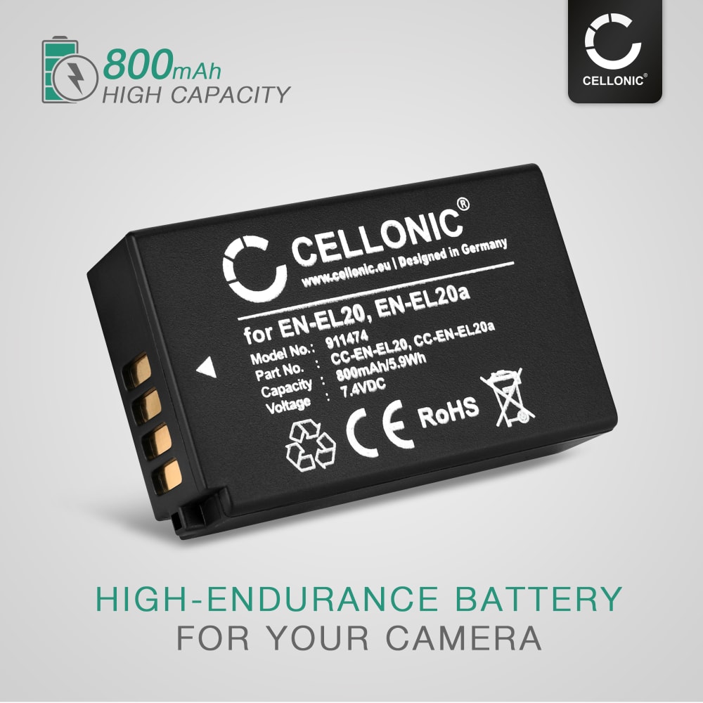Vhbw 2x Akku Für Nikon DL24-500 – 850 MAh, 7,4V, Li-Ion, Ersetzt EN-EL20/EN-EL20a, Mit Schutzschaltungen
