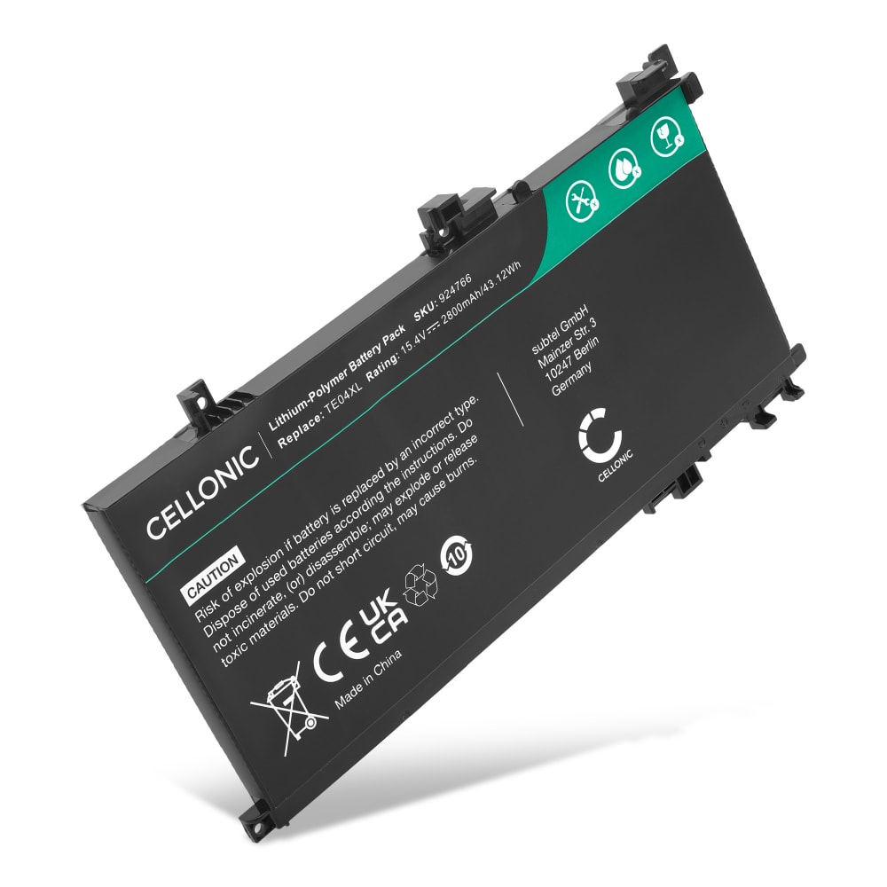 Batterie de rechange pour ordinateurs portables HP Omen 15-ax200 Series, Pavilion 15-bc200 Series, TE04XL, HSTNN-DB7T - 2800mAh 15.4V 