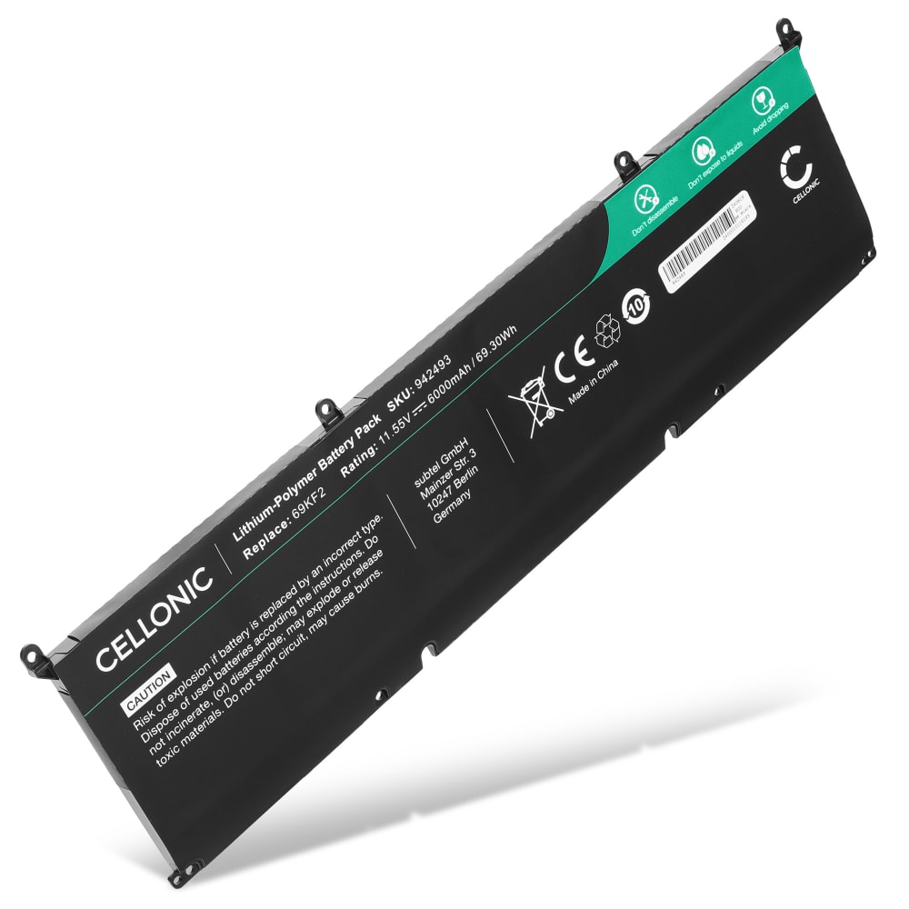 Batteri for Dell XPS 15 9520, Precision 5550, 5560, Inspiron 16 Plus 7630, 7620, G15 5510, G15 5520, G15 5511, Alienware M15 R3, M17 R3, Dell 69KF2 6000mAh 11.55V fra CELLONIC