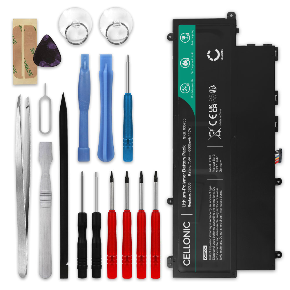 Batteri för Samsung ATIV Book 5 NP530U3C, 530U3, 530U3B, NP540U4E, AA-PBYN4AB 7.4V 6000mAh + skruvmejsel-set från CELLONIC