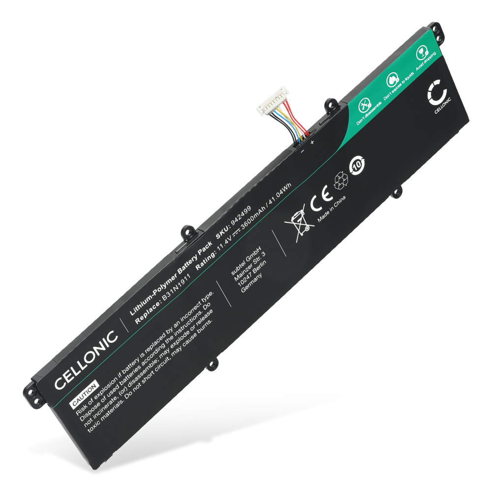 Batteri for ASUS VivoBook 15 M1502QA, S14 M433UA, S14 D413DA, 15 M1502IA, 14 M413, 15 M1502YA, Flip 14 TP470EA, ExpertBook B1 B1402CGA, ASUS B31N1911 3600mAh 11.4V fra CELLONIC