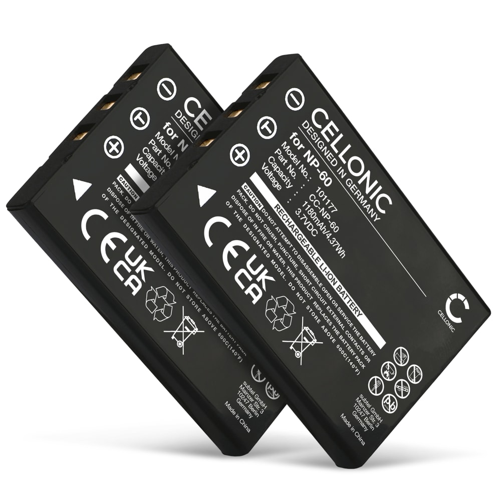 2x Batterie 1200mAh pour appareil photo Maginon DC-5300 DC-5390 DC-6300 - Remplacement modèle NP-60 NP-60