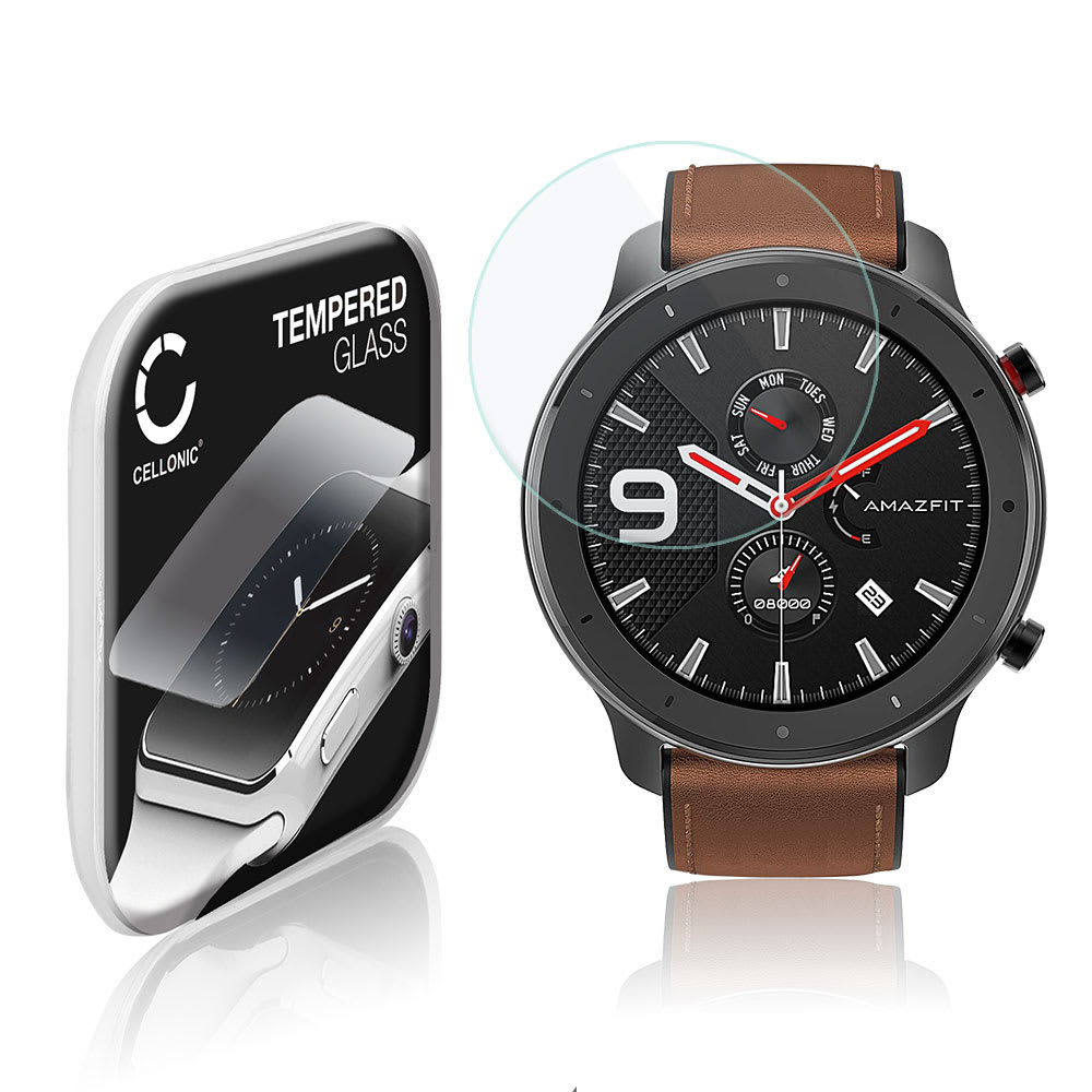 Screenprotector compatibel met Amazfit GTR - 47mm smartwatch (2.5D, 9H, 0,30mm, Full Glue) fitness