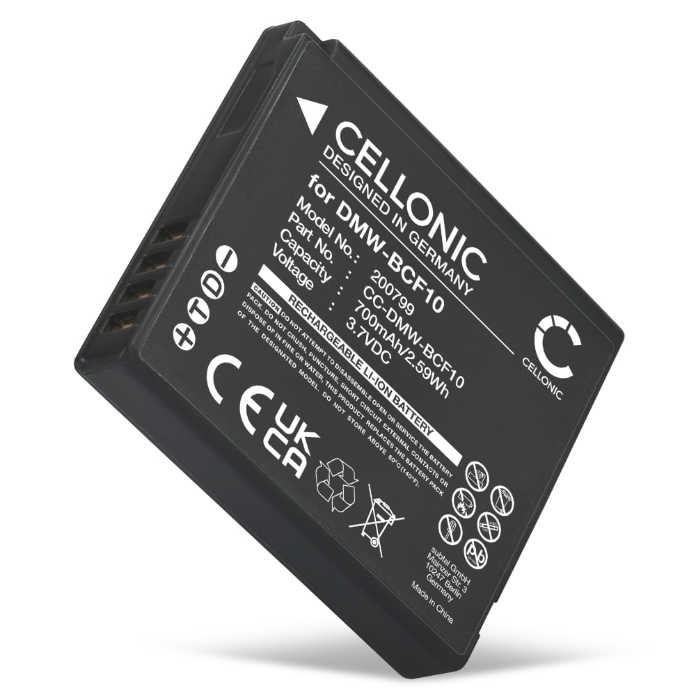 Batterie pour Panasonic Lumix FS62, FS10, FS7, FT1, FS30, FX60, FS11, FS6, FT2, FT3, FT4, DMW-BCF10 700mAh de CELLONIC