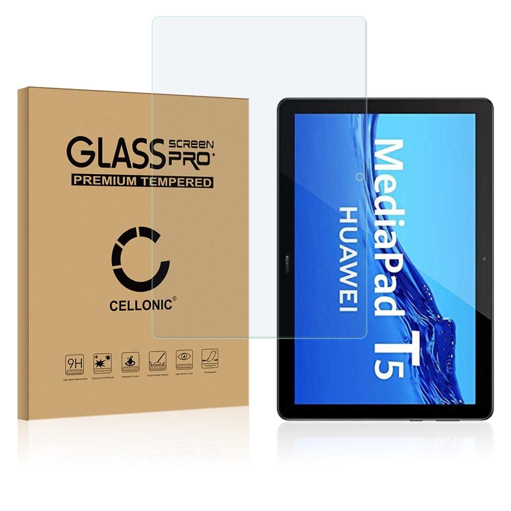 Näytönsuojalasi tablettiin Huawei MediaPad T5 2018 (AGS2-W09) - 2.5D, 9H, 0,33mm, Full Glue, Läpinäkyvä, CELLONIC®