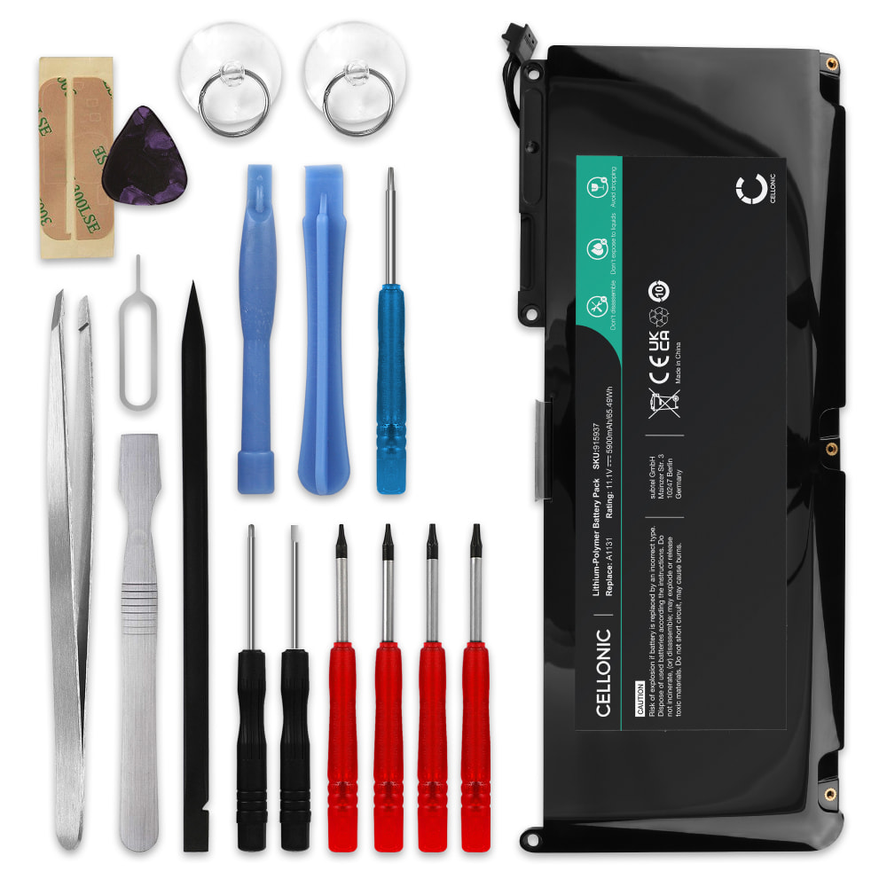 Batteri for MacBook 13 - A1342 Late 2009 / Mid 2010, A1331 5300mAh 10.95V + Verktøy fra CELLONIC