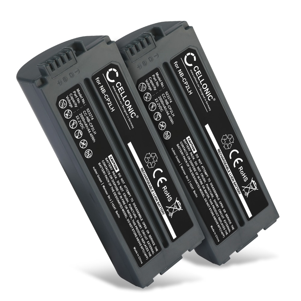 2x Batteri for Canon Selphy CP1500, CP1300, CP1200, CP1000, CP910, CP900, CP810, CP800, CP780, CP510 2000mAh fra CELLONIC