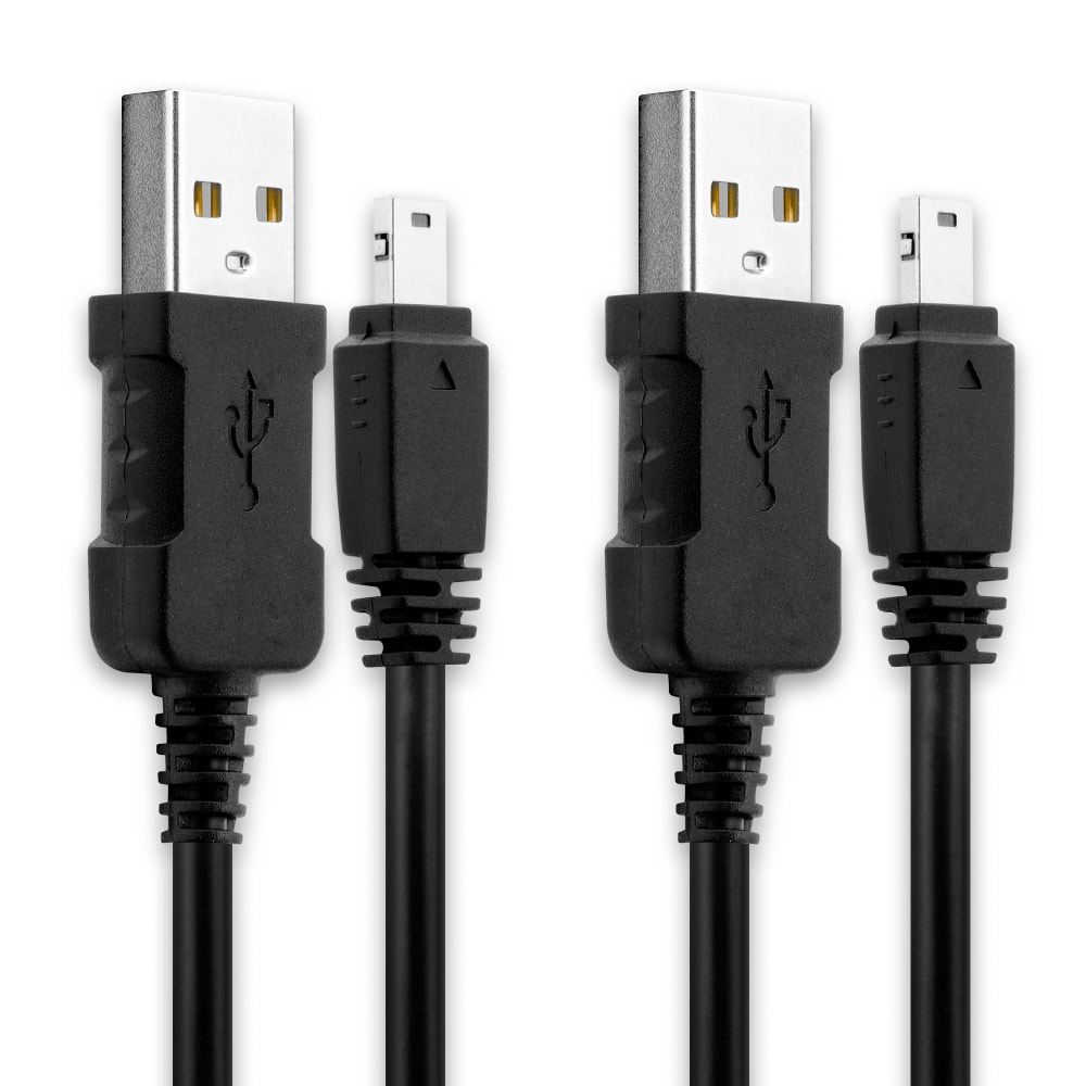 2x Camera USB Cable for Casio Exilim EX-FC100 EX-Z2 EX-Z550 EX-Z1050 -Z100 EX-Z75 EX-Z80 -Z85 EX-Z90 EX-ZR10 -ZR100 EX-S12 -S10 EX-H20g EX-F1 EX-FH100 -FH20 EX-H30 1m Fast Charging Data Cable for Camera Charger Lead PVC - Black