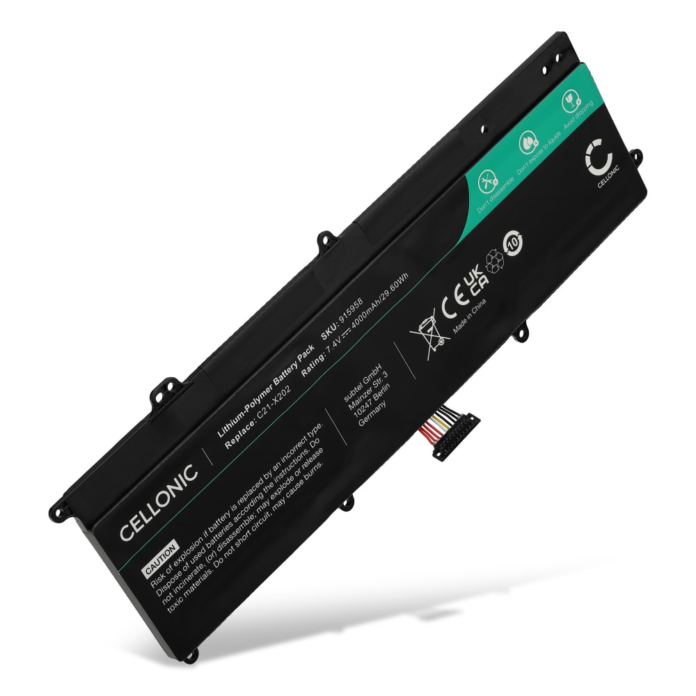 Batteri for ASUS X202E, X201E, F201E, S200E, F201 series, F202 series, Q200 series, R200 series, C21-X202 4000mAh 7.4V fra CELLONIC