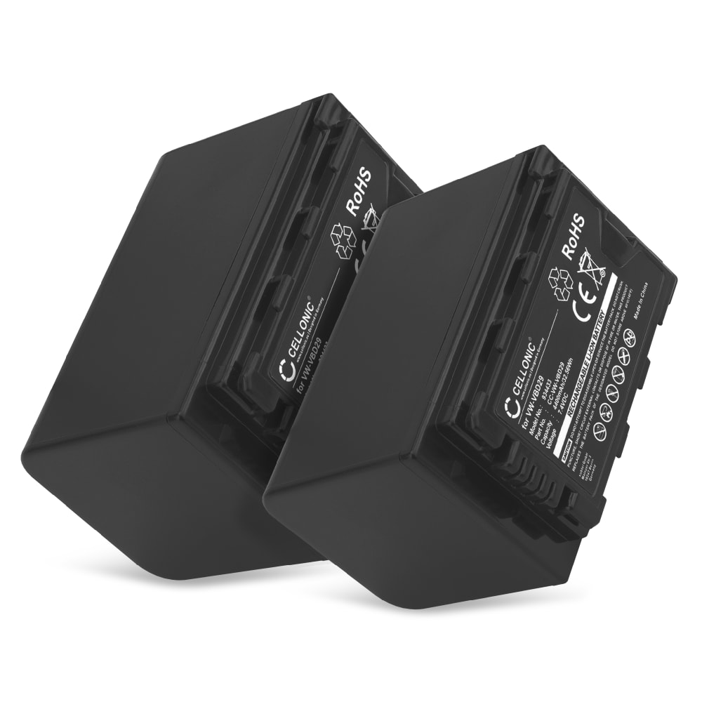 2x Batteri for Panasonic HC-X1000, HC-X1500, HC-MDH3, AG-AC8, HC-X2000 VW-VBD78 CGA-D54S (4400mAh, 7.4V) fra CELLONIC