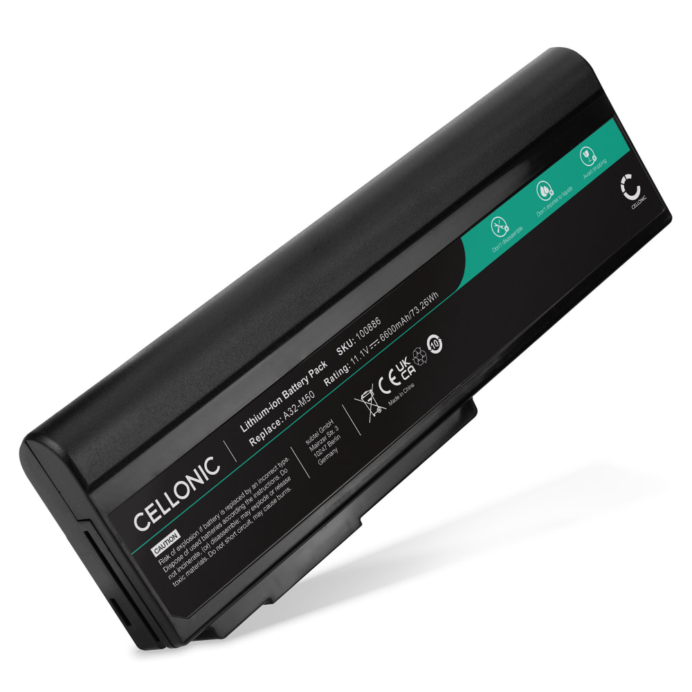 Batteri for ASUS X55, G50V, X64J, M513, G50, X64V, M50V, G51, Lamborghini VX5, X64, A32-M50 6600mAh 11.1V fra CELLONIC