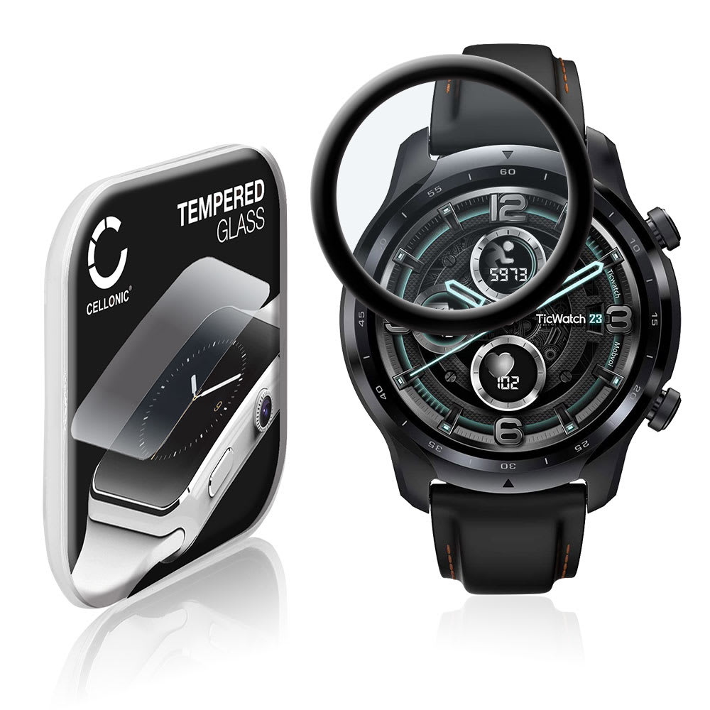 Skjermbeskytter glass TicWatch Pro 3 (3D Full Cover, 9H, 0,33mm, Full Glue) Herdet Glass