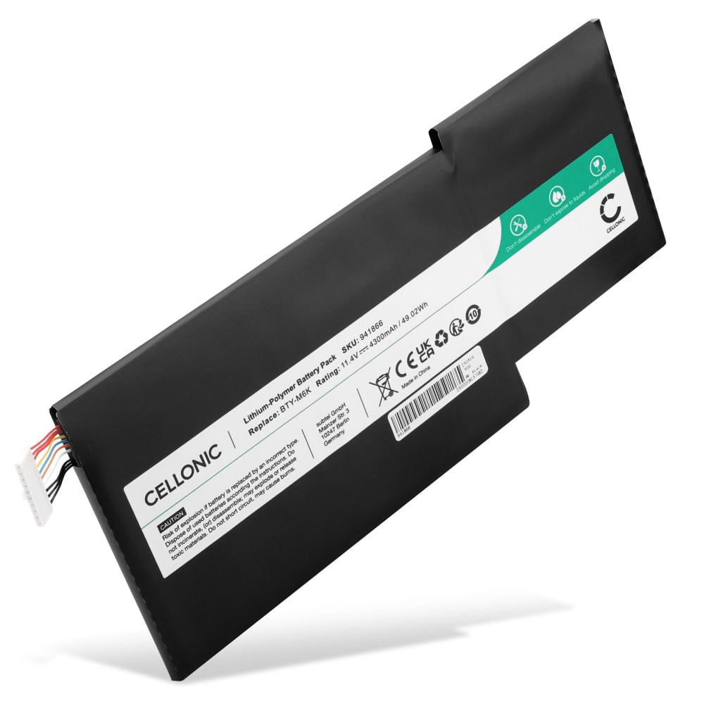 Batteri for MSI Thin GF63 11SC, GF63 10SCSR, GF63 10SCXR, GF63 10UD, GF63 11UCX, GF63 10SCS, GF63 10UC, GF63 11UDX, GF63 8RB, GF63 8RCS, MS-16R4 4300mAh 11.4V fra CELLONIC