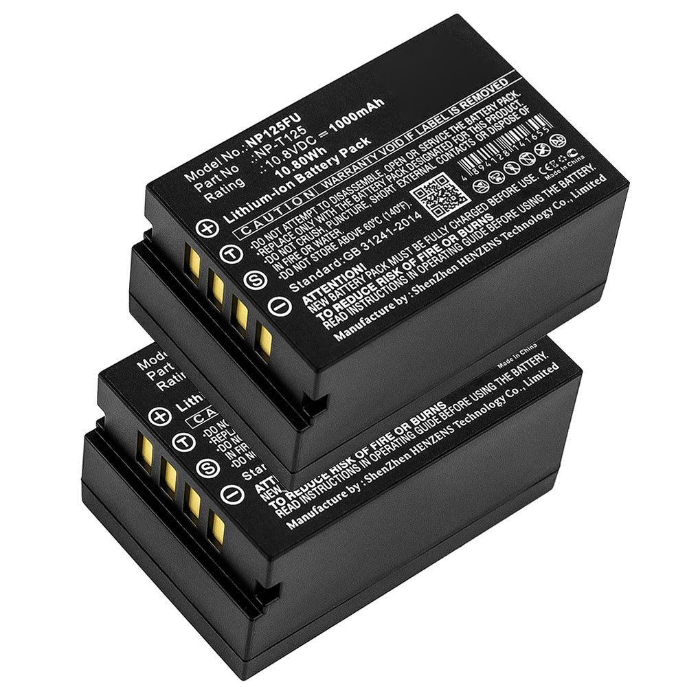 2x NP-T125 Batteri för FujiFilm GFX 50s GFX Medium Format, 1000mAh Kamera-ersättningsbatteri med lång batteritid