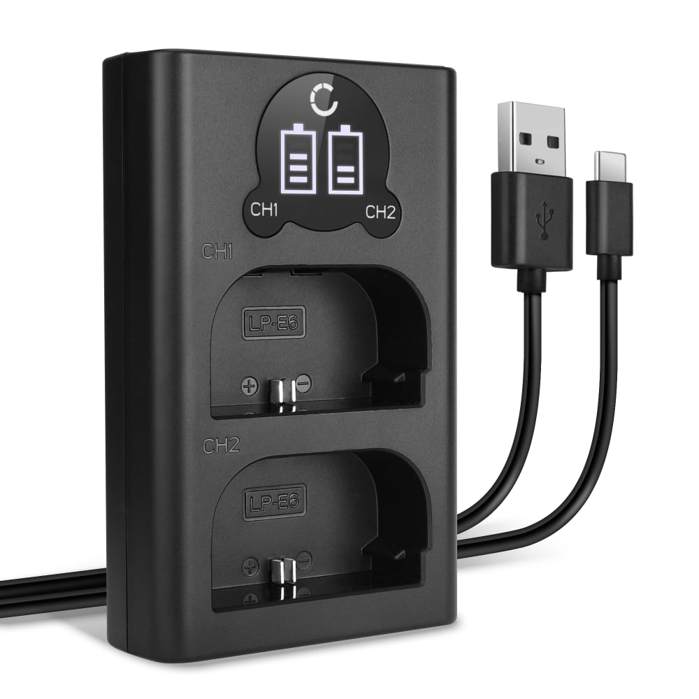 Chargeur Double USB LP-E6 LP-E6N pour batterie LC-E6 CBC-E6 de Canon EOS 5D Mark II III IV