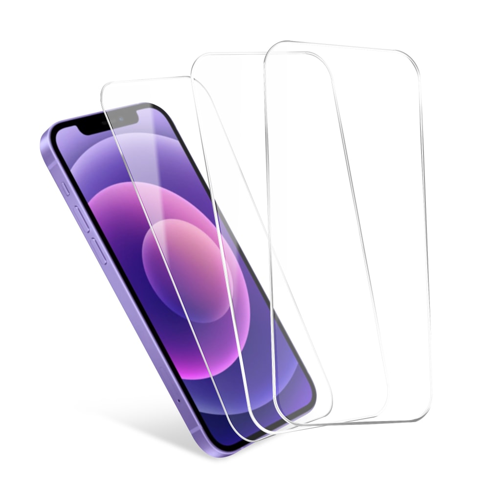 3x Vitre de Protection iPhone 12 & 12 Pro 6,1 Verre Trempé 9H