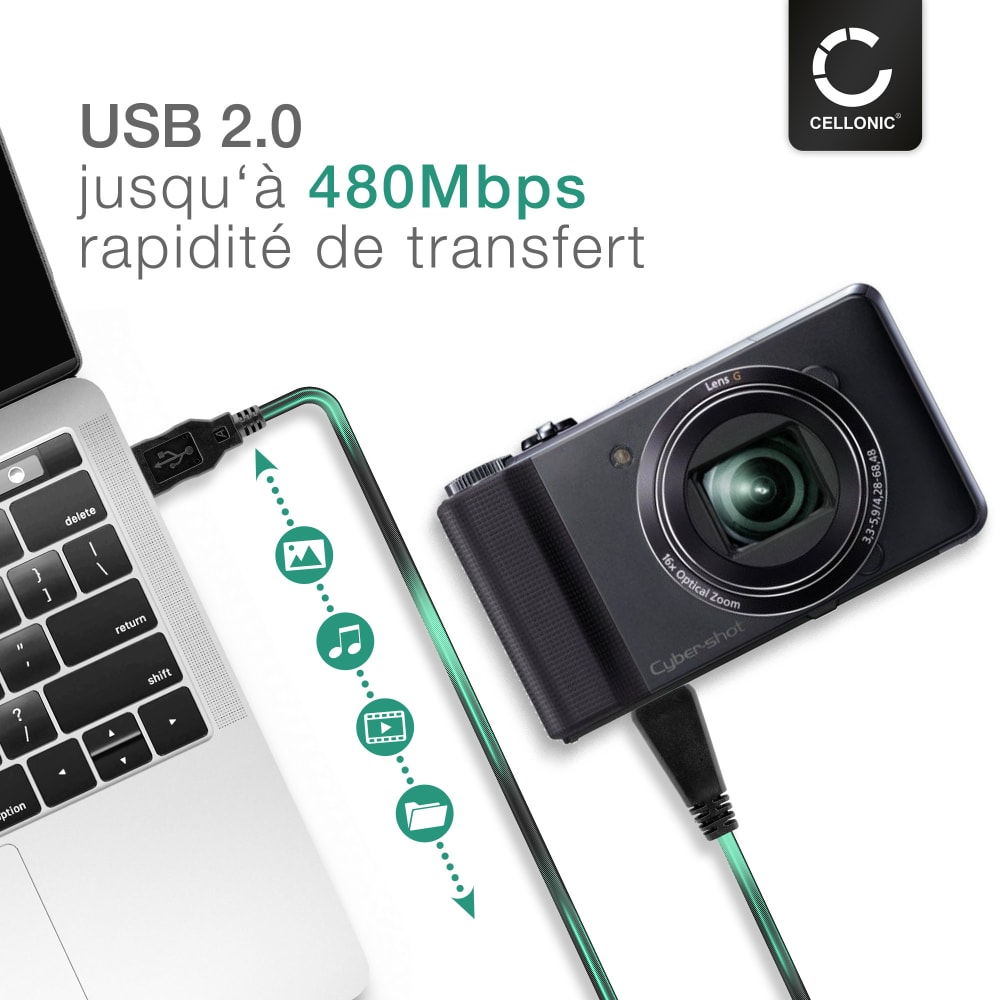 Replacement USB Cable & Battery Charger For Sony Cybershot DSC-HX100V & DSC-TX10 Cameras - 1 Meter Heavy Duty