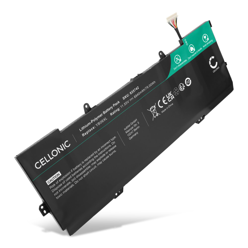 Batteri for HP Spectre X360 15-CH, 15-CH070NZ, 15-CH075NR, 15-CH090NZ, YB06XL 6840mAh 11.55V fra CELLONIC