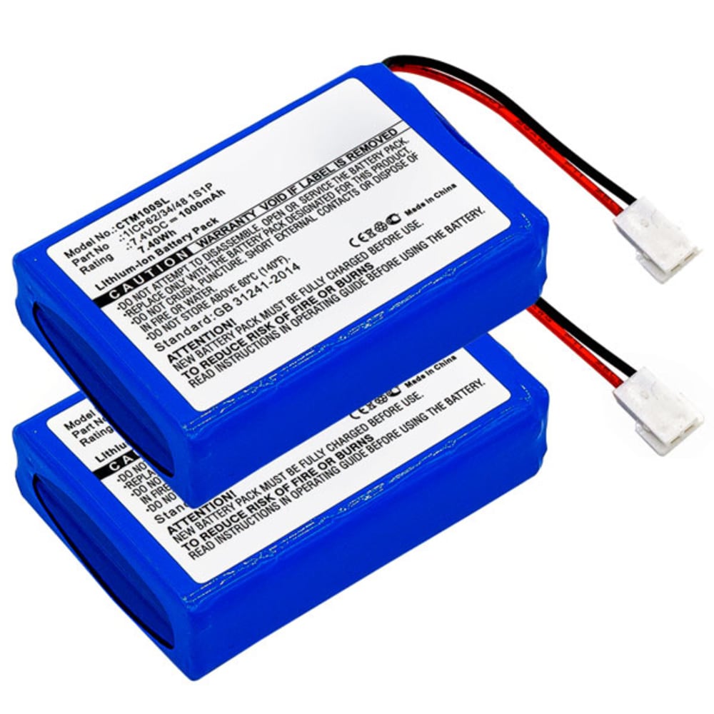 2x Akku tuotteeseen CTMS Eurodetector - 1ICP62/34/48 1S1P, 1000mAh, 7.2V - 7.4V vara-akku