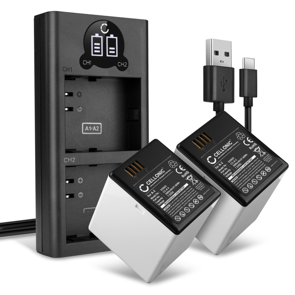 2x Batteri for Arlo Go 1 (VML4030, VMA4410) 3000mAh + Dobbel Lader fra CELLONIC