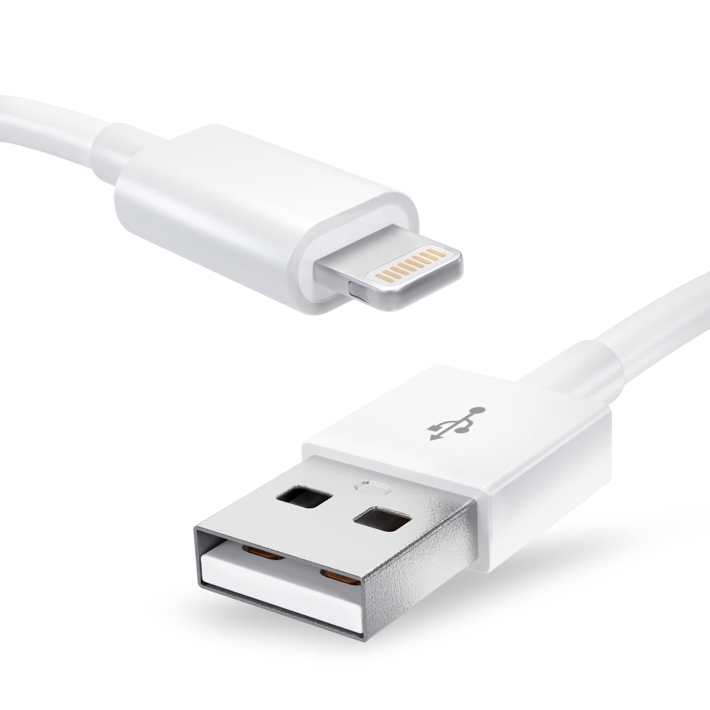 vit datakabel för Apple iPhone 14, 13, 12, 11, X, XS, XR, 8, 7, SE mobil & smartphone - 1m för snabb överföring - USB-sladd
