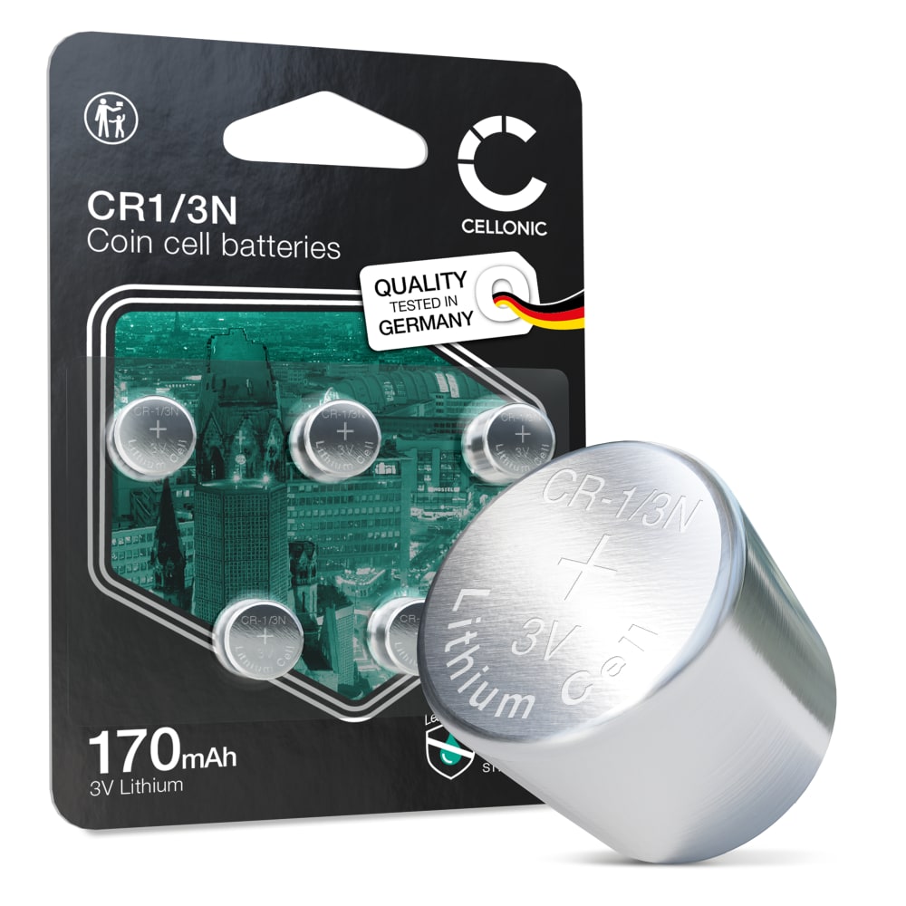 CELLONIC CR1/3N Knappecellebatterier (Lithium, 170mAh, 3V) til Hundetreningshalsbånd, Kameraer, Lasersikter – x5-Pakke