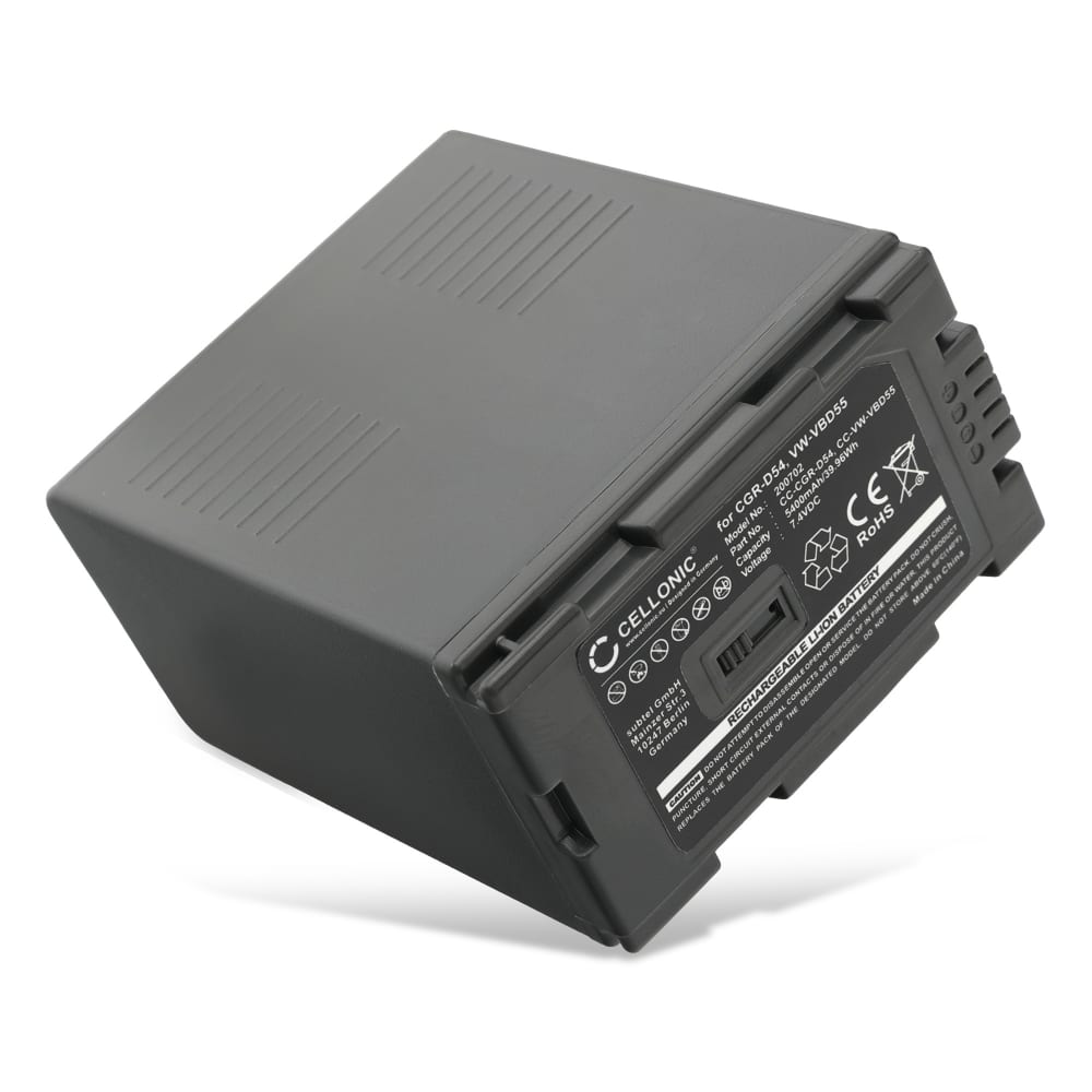 Kamera Batteri til Panasonic AG-DVX100 NV-DS29 GX7 MX5 MX2500 MX500 HDC-Z10000 - CGR-D54s 5400mAh CGR-D54s Udskiftsningsbatteri til kamera