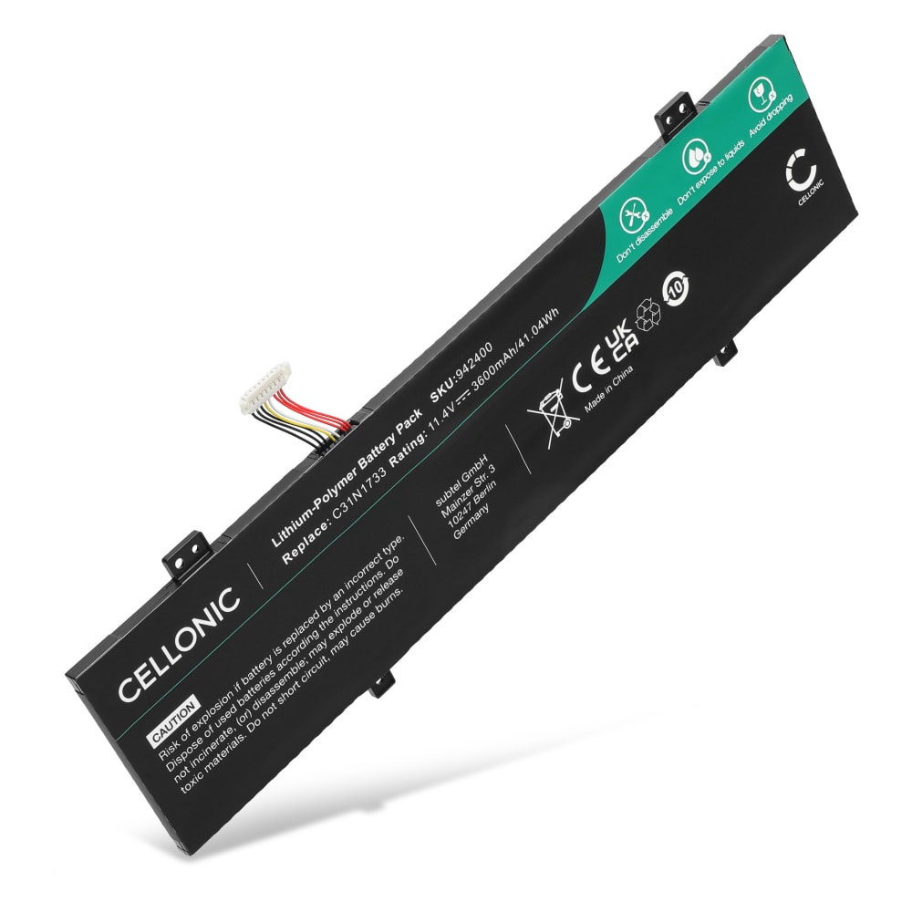 Batteri for ASUS VivoBook Flip TP412FA, TP412U, TP412FA | ASUS C31N1733, C31PIJ1, 0B200-02970000 3600mAh 11.4V fra CELLONIC