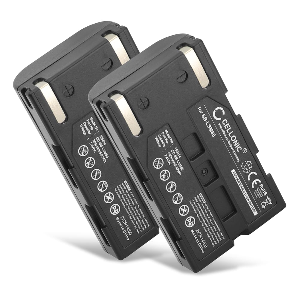 2x SB-LSM80 SB-LSM320 Batteri för Samsung VP-D351 -D361 -D365 -D371 VP-D461 -D463 -D455 -D453 VP-DC163 DC175 VP-DC575 -DC565 SC-D375 SC-D351 SC-D365, 800mAh Kamera-ersättningsbatteri med lång batteritid