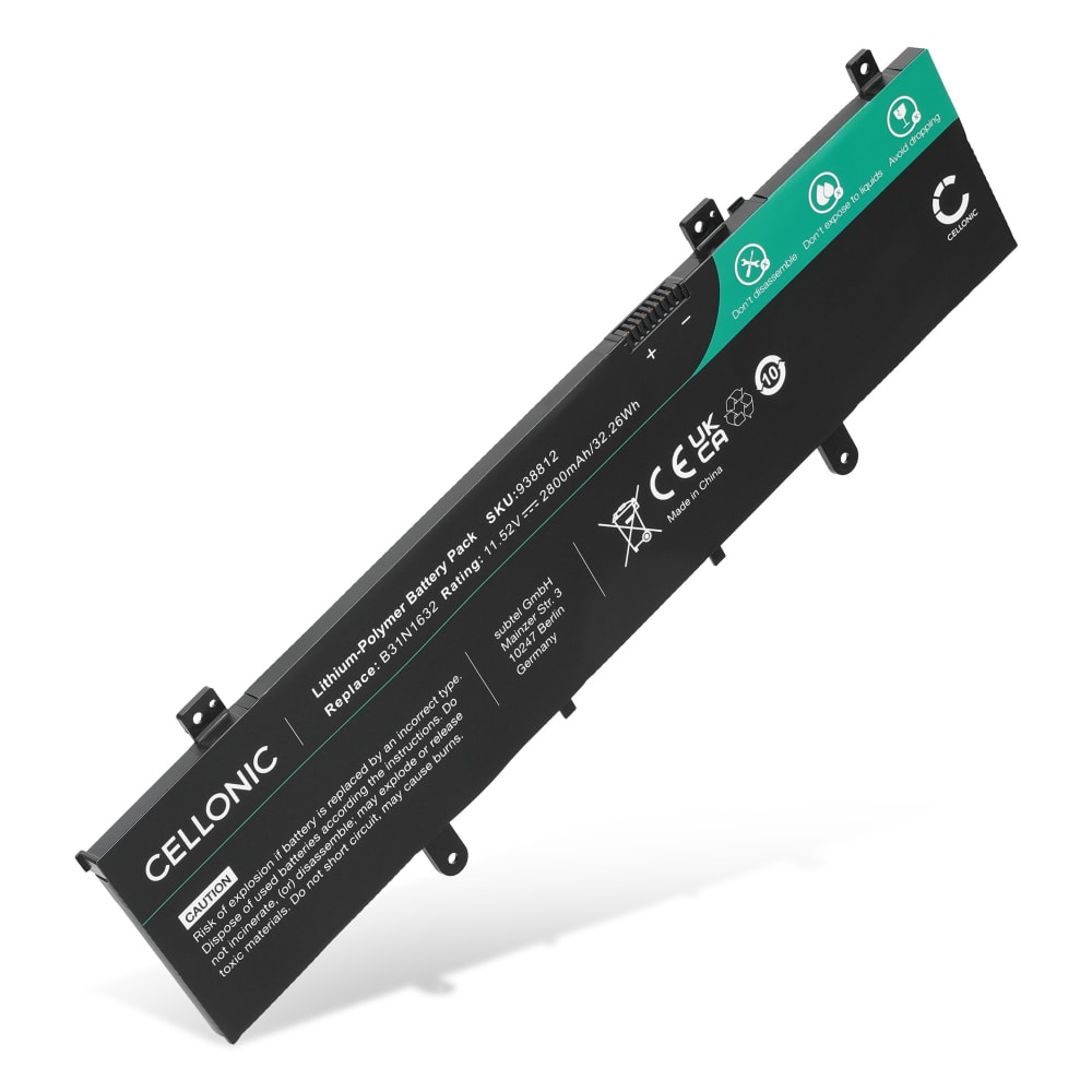 Batteri for ASUS Vivobook 14, X405, X405UA, X405UQ, X405UR, X405UR-3B, Asus 3ICP5/57/81, 0B200-02540300, 02540000 2800mAh 11.52V fra CELLONIC