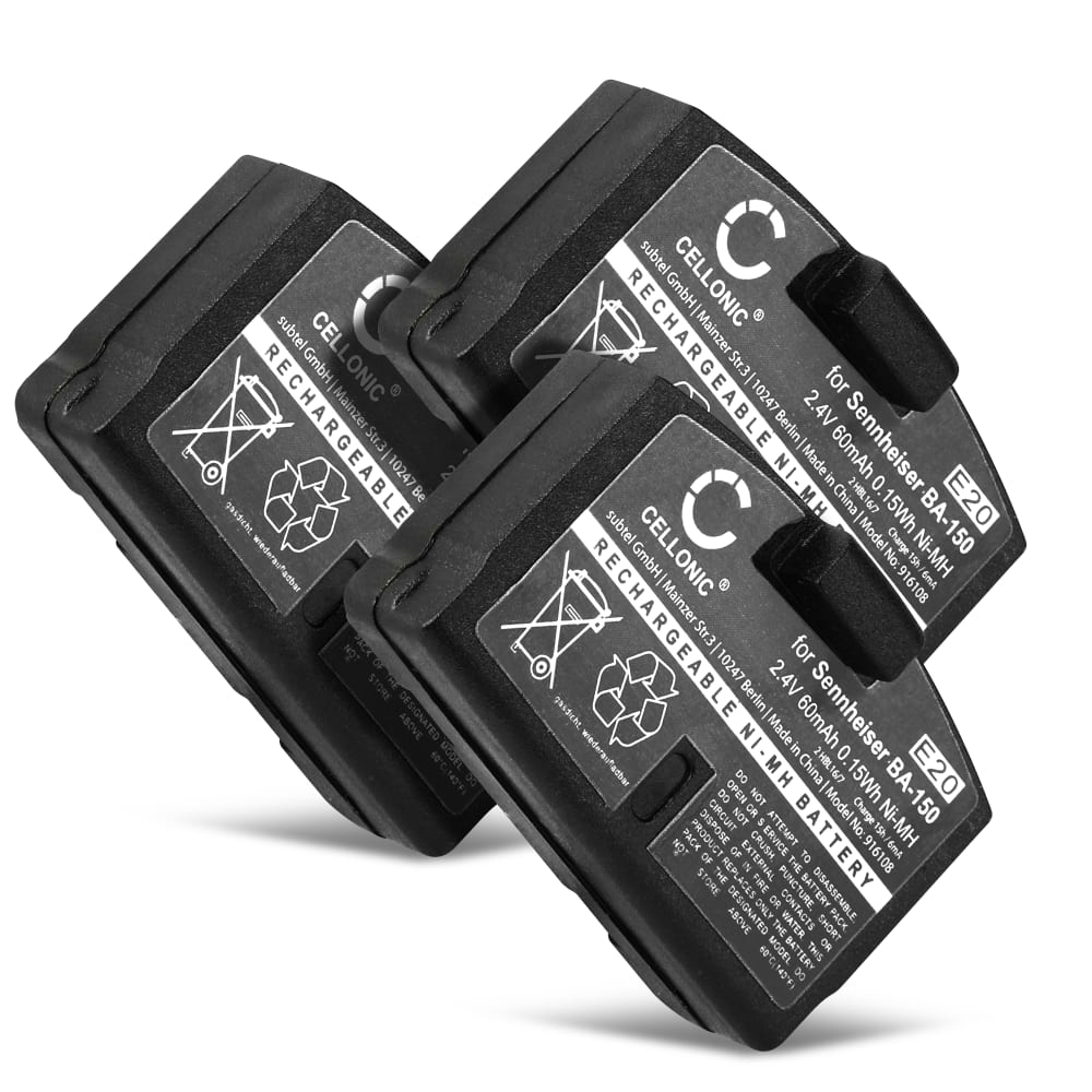 3x BA 150,BA 151,BA152 batterij voor headset Sennheiser RS 400, RI 50, HDR 60, HDR 4, RR 820, HDR 65, HDR 40 - 60mAh vervangende accu koptelefoon