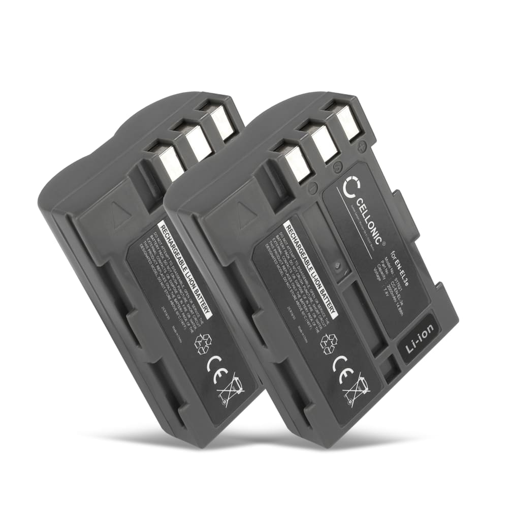 2x Batteri for Nikon D100 D200 / D300 D300S / D50 / D70 D700 D70s / D80 D90 D900 - EN-EL3 EN-EL3e 2000mAh Reservebatteri