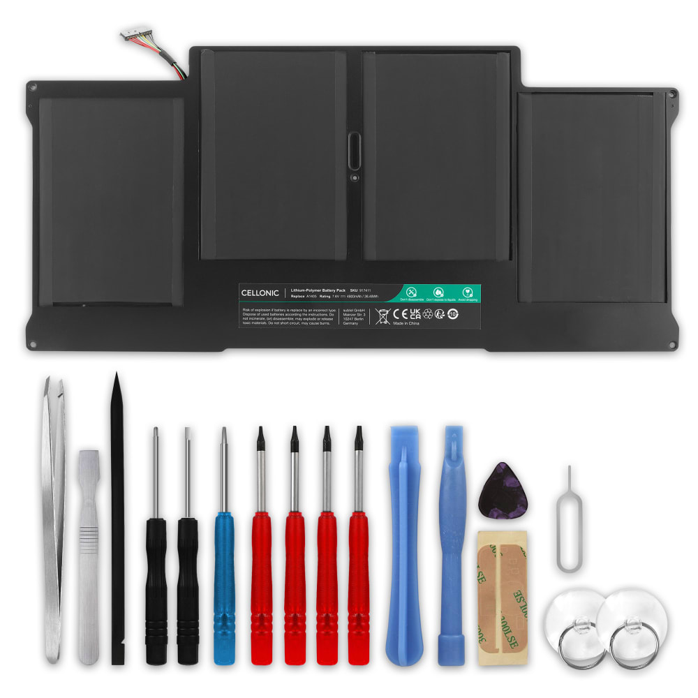 Batteri for MacBook Air 13 A1466, A1369, MC503, MC504, A1377, A1405, 661-7474 4800mAh + Verktøy fra CELLONIC