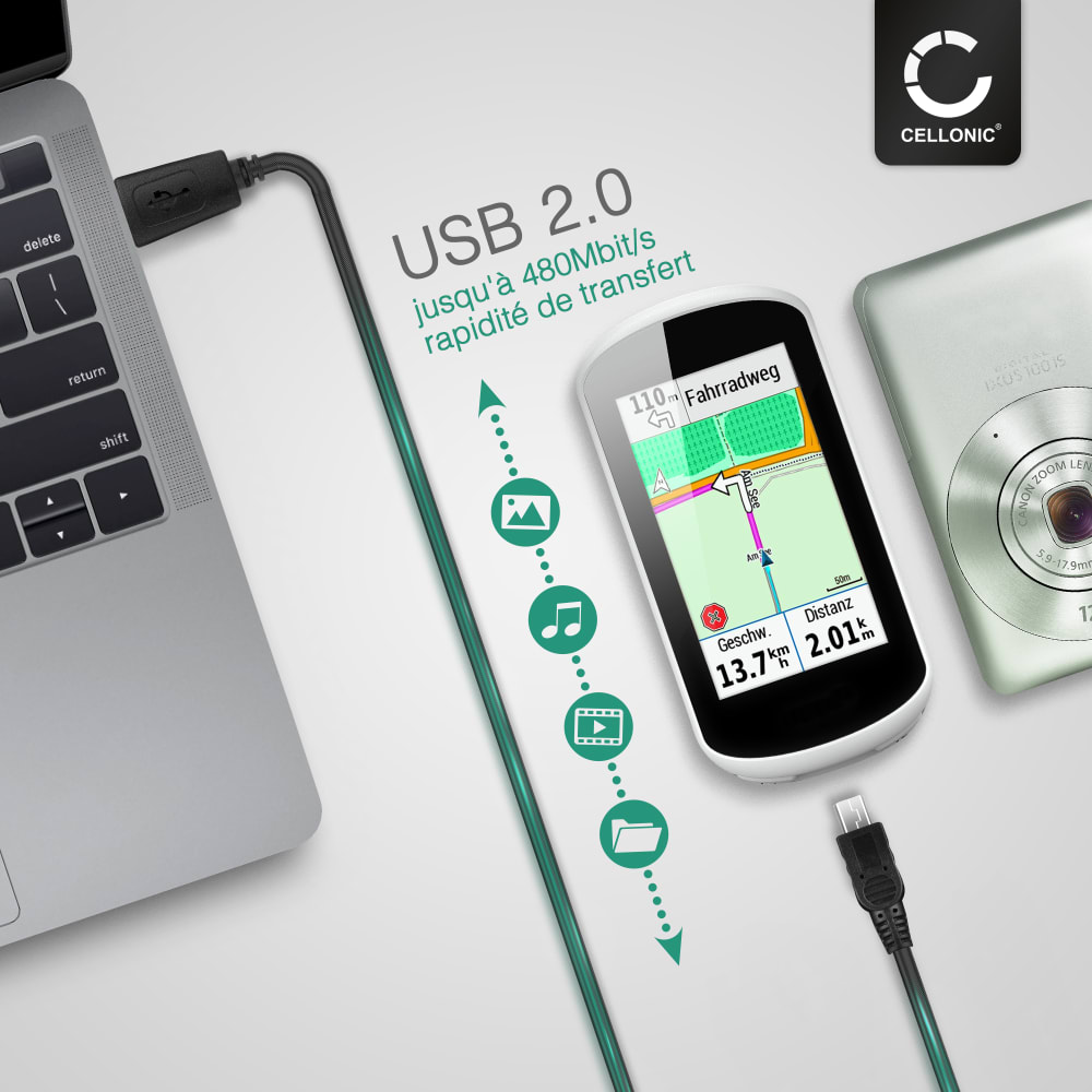 Cavo USB CELLONIC 1m Per Canon EOS E PowerShot | Mini USB, Trasferimento Dati E Ricarica