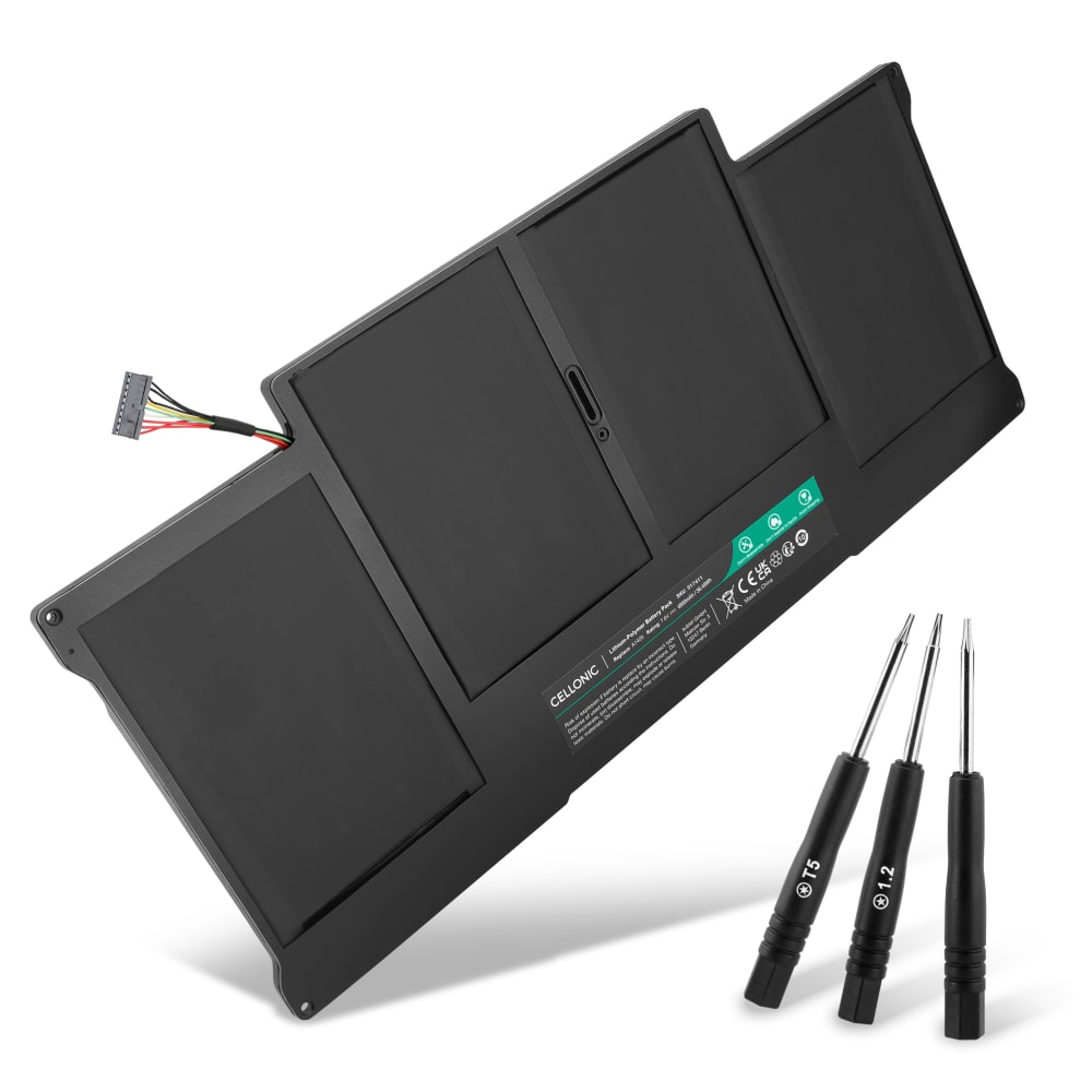 1x Batteri för Apple MacBook Air 13 - A1466, A1369, MC503, MC504, Apple A1369 7.6V 4800mAh + skruvmejsel-set från CELLONIC