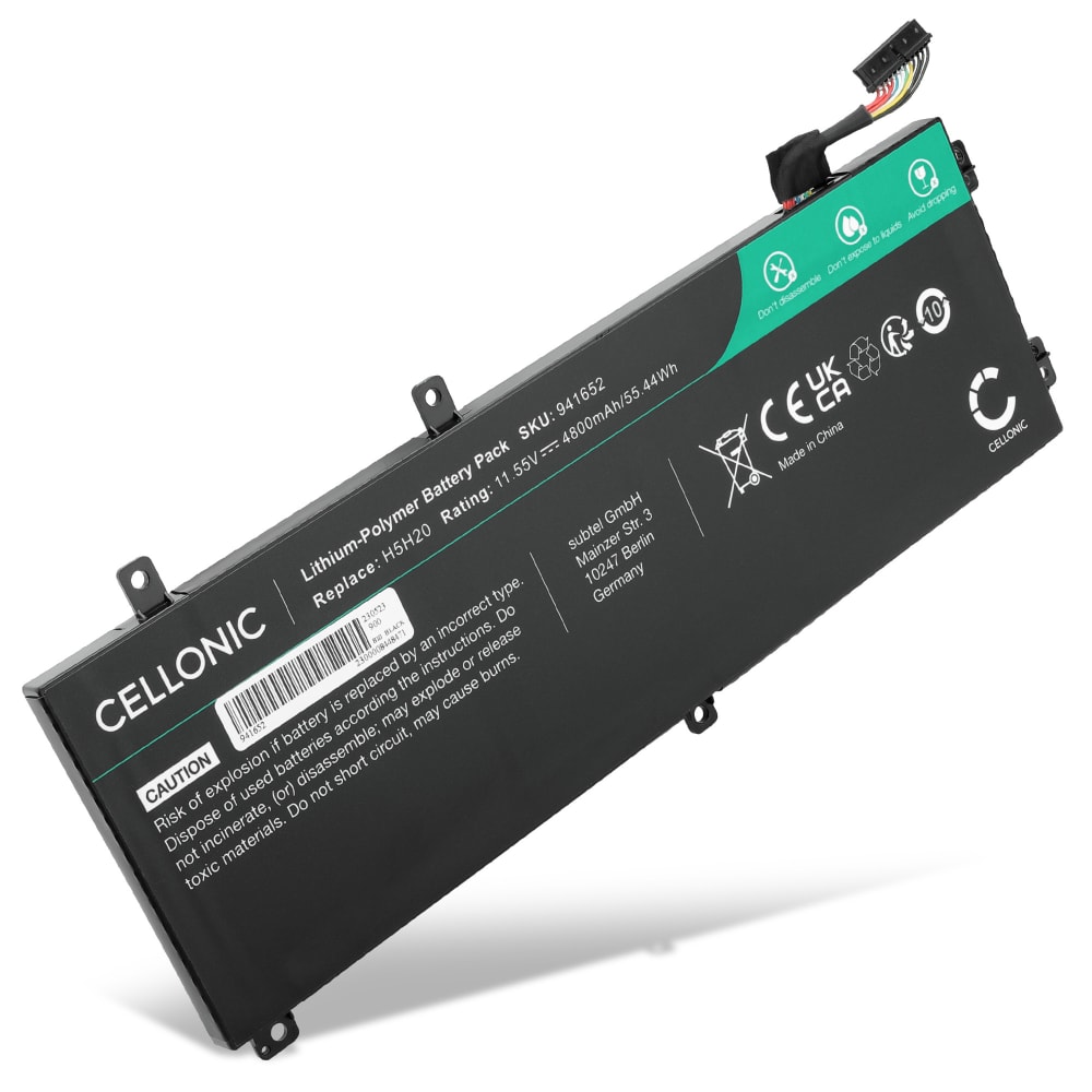 Batteri for Dell XPS 15 9570, XPS 15 9560, XPS 15 9550, P56F002, Precision 15 M5510, H5H20, RRCGW 4800mAh fra CELLONIC