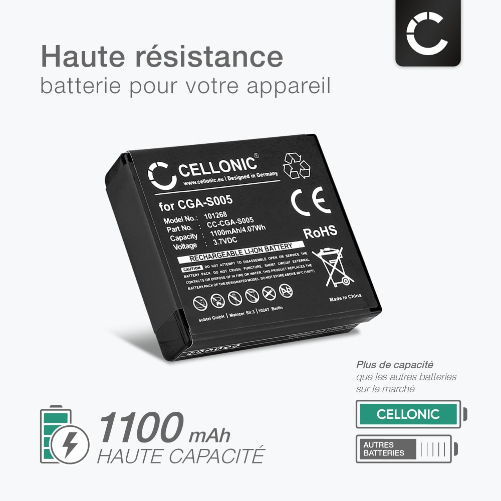 2x Batteria CGA-S005 / DMW-BCC12 per Panasonic Lumix DMC-LX2, LX3, LX9
