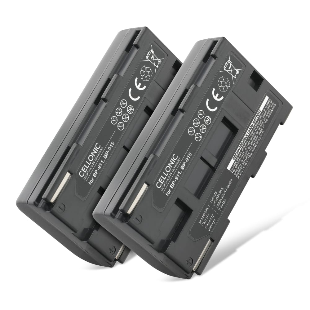 2x Batteri till Canon XF100 G2000 G1000 XF105 XL1s XL1 XL2 XH-A1 BP-915 BP-945 BP-930 BP-911 BP-941 BP-927 BP-924 BP-914 (2000mAh, 7.4V) från CELLONIC