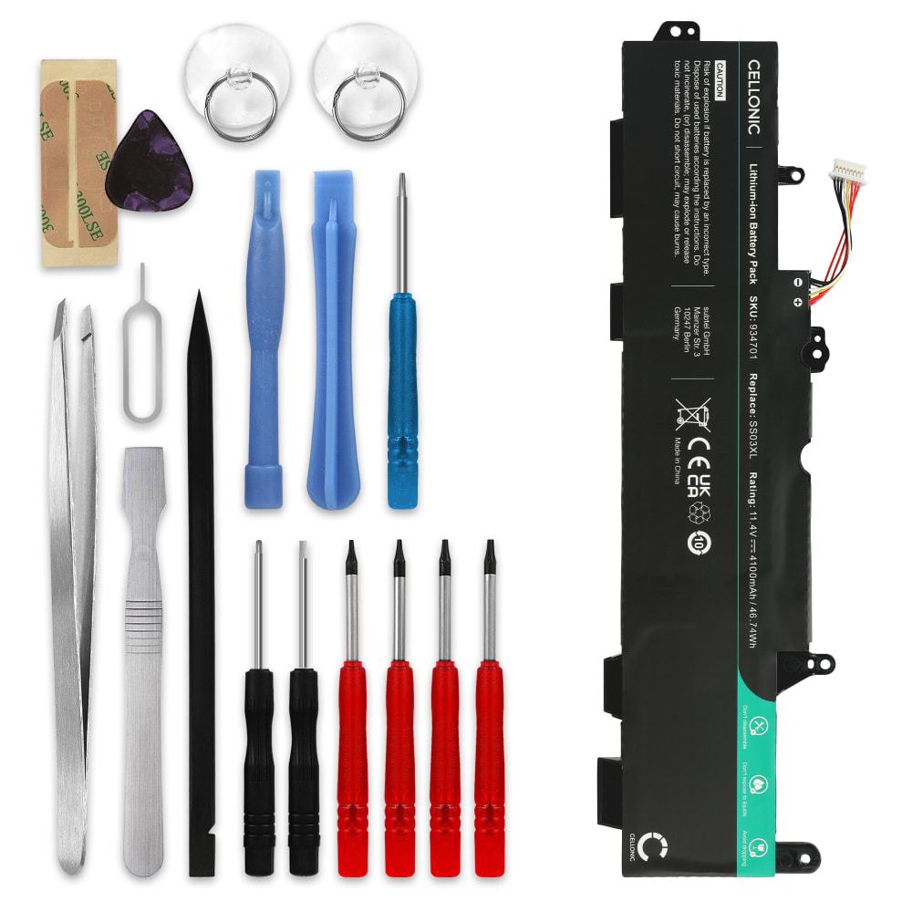 Batteri for HP EliteBook 840 G5, 840 G6, 830 G5, 830 G6, 745 G5, 755 G5, 735 G5, 735 G6, 745 G6, zBook 14u G5, SS03XL 4100mAh 11.55V + Verktøy fra CELLONIC