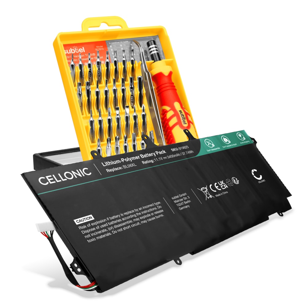 Batteri for HP EliteBook Folio 1040 G1, EliteBook Folio 1040 G2, BL06XL, BL06042XL 3400mAh + Verktøy fra subtel