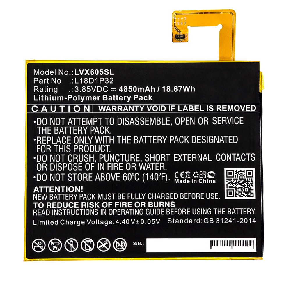 Lenovo Smart Tab M10, TBX605F, TBX605FC, X605, X605C Battery L18D1P32