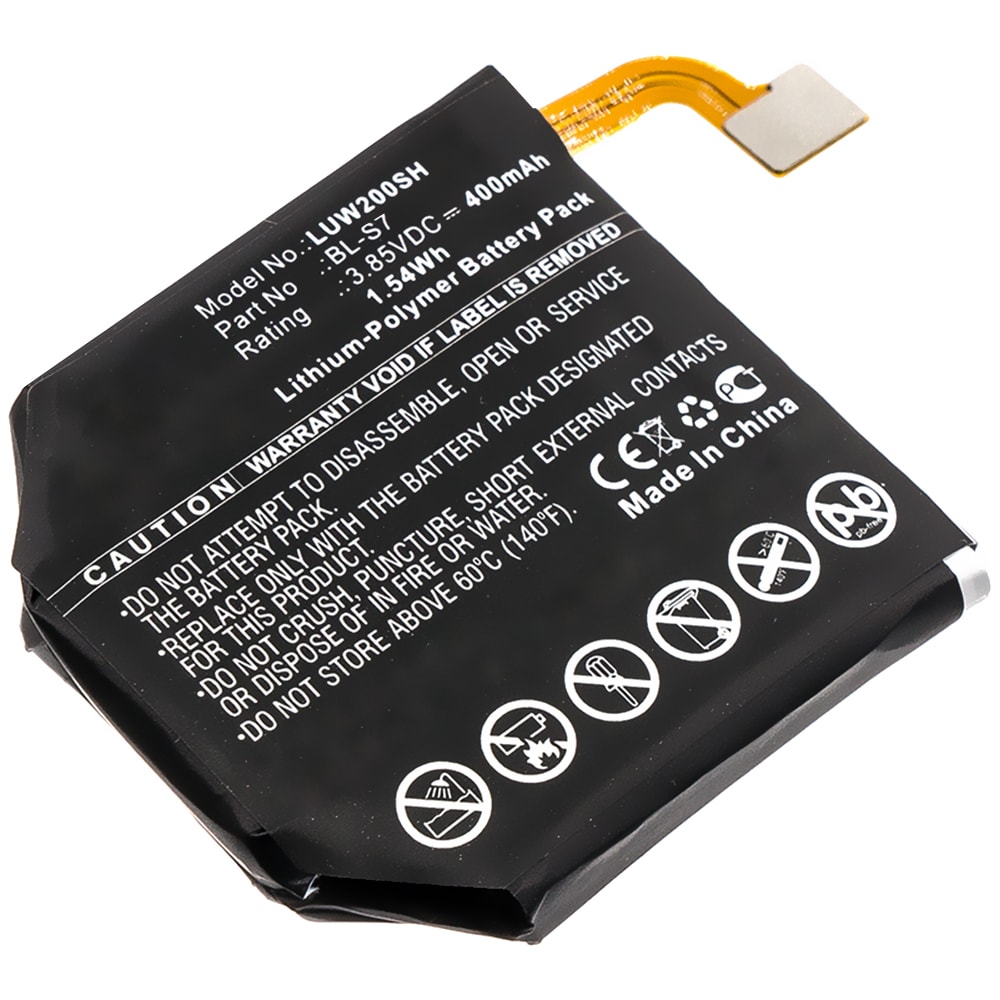 BL-S7 Battery for LG Watch Urbane 2nd Edition LTE Sport Fitness Tracker Smartwatch Battery Replacement - 400mAh 3.85V Lithium Polymer