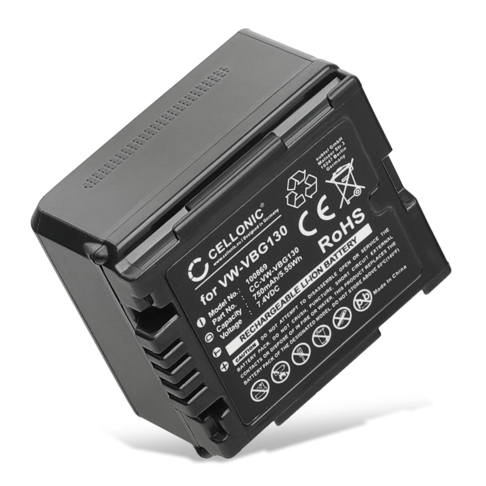 Batteri til Panasonic HDC-SD10 SD300 SD707 SD600 SD5 SD9 HDC-TM700 SDR-H250 H20 H40 H80 HS9 750mAh fra CELLONIC